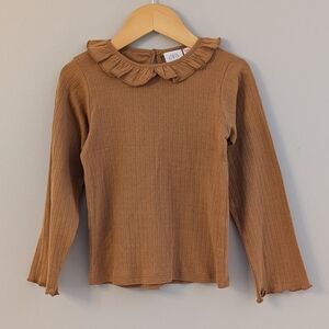 2/$20 💚 Zara Ribbed Ruffle Collar Top | Girls 4–5Y